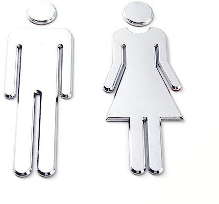 Signe Toilette pour Porte,Panneau de Porte de Toilettes Amovible,Panneau de Toilettes,Plaque de Porte Toilette,Signe de Porte Salle de Bain,Panneau WC Adhesif Homme Femme,pour la Maison,Hôtel,Bureau