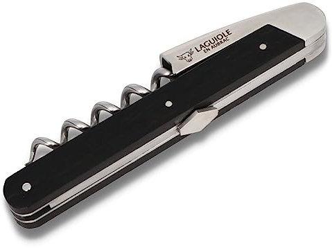 Laguiole en Aubrac Edition André & Michel Bras - Cuchillo de camarero con mango de madera de ébano