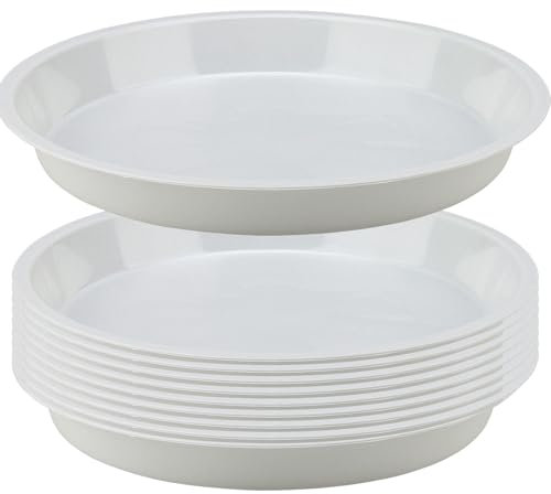 HAKZEON 10 Pack 30cm Plastic Plant Saucer,12 Inch Flower Plant Pot Drip Tray, Round Planter Saucer for Indoor and Outdoor, White Colour