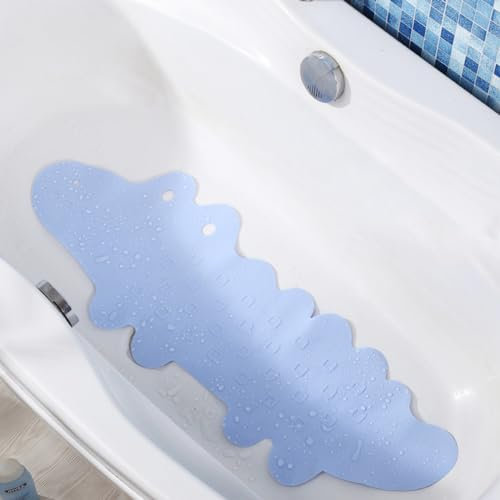 Morbuy Alfombrillas de Bañera Antideslizantes Extra Largas con Ventosa Fuerte Alfombra Baño Lavable a Máquina Alfombrillas de Ducha para Usos del Baño (cocodrilo Azul,95x34.5cm)