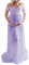Loalirando Robe de Grossesse Shooting Photo en Mousseline de Soie Léger, Robe de Maternité Maxi-Longue Epaule Dénudée pour la Photographie (Violet, L)