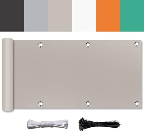 Ufamiluk balkonumrandung 70 cm hoch Wetterfest UV-Schutz Blickdichte 100% Privatsphäre Windschutz Balkon für Balkon Garten Terrassen die Seite 70x700cm Taupe