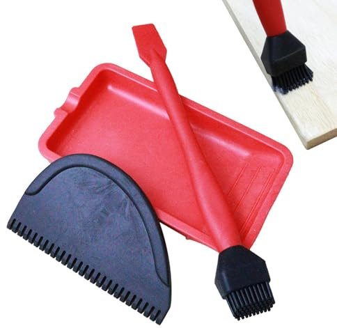 Lot de 3 applicateurs de colle à bois, pinceau à colle à bois, silicone avec plateau adhésif et peigne adhésif, répartiteur de colle, applicateur, pinceau adhésif, application uniforme, pinceau à