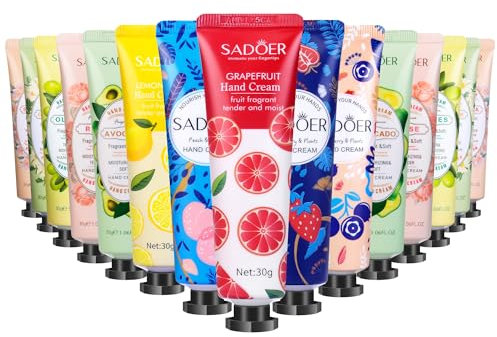 Mini Handcreme Set,15 Stück Geschenk für sie Valentinstag,Handpflege für Sehr Trockene Rissige Hände Reisegröße Feuchtigkeitscreme klein Pflegecreme Geschenkset für Frauen Männer Geburtstag