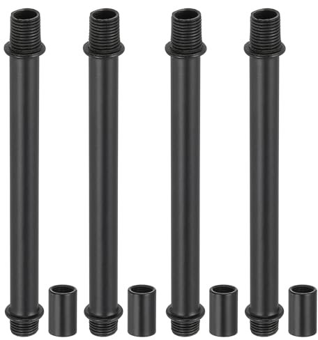 PATIKIL Kit Tige de Lampe à Tube Droit, 4 Ensemble M10 Acier au Carbone 120mm(4.72) Long Tige Filetée à Double Extrémité avec Écrous D'Accouplement Connecteur à Manchon, Noir