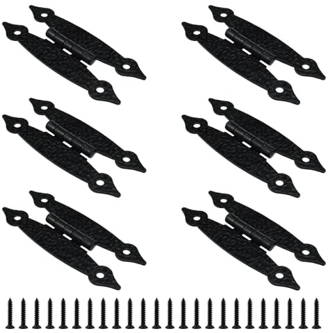 6Pcs 3.5 Inch Antique H Hinges, Decorative Flat Flush Mount Door Hinges