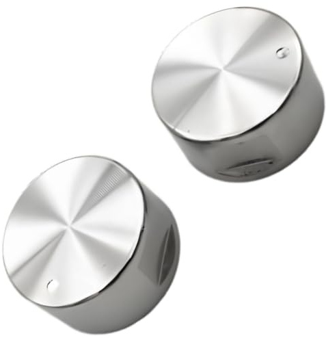XENQITO 2 Pezzi Manopole Forni 6mm Gas Stufe Controllo Manopole Pomelli per Fornelli a Gas, Manopola del fornello a gas, Universale Controllo Adattatori per Superficie Cucina in Metallo Argento