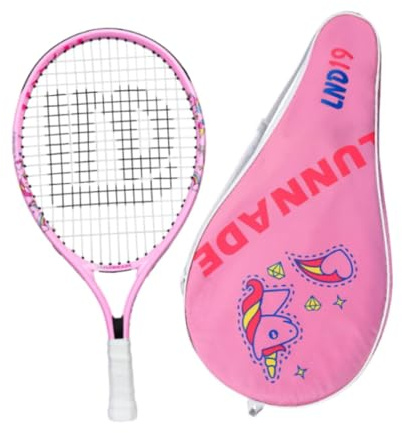 LeeQinersw Raquette de Tennis pour Enfants avec Pochette de Rangement pour La Pratique, Rose