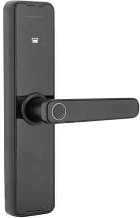 Cerradura de puerta inteligente con 50 huellas dactilares y 100 contraseñas, para puertas de madera y seguridad, color negro