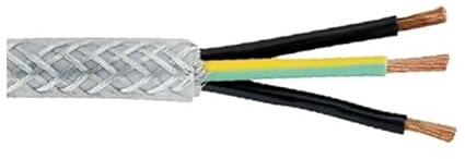 3 Core SY Braided Armoured Control Flex Cable 0.75mm,1.0mm,1.5mm,2.5mm,4mm,6mm (2.5mm², 50 Metre)