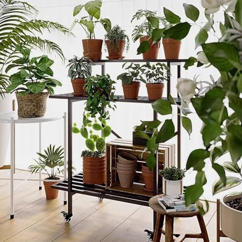 Soporte para plantas de interior, estante alto de hierro de 2 o 3 niveles para varias plantas, soporte para flores de esquina, escalera para plantas, soportes para flores, jardinera Junvstor(Type A 90