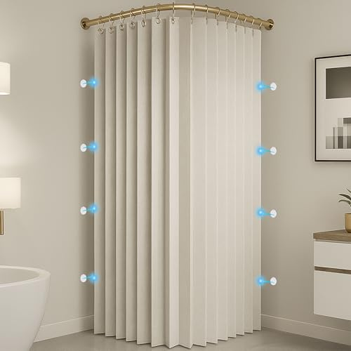 Momooda Tenda Da Doccia Antimuffa in Tessuto, Beige, 180x200cm