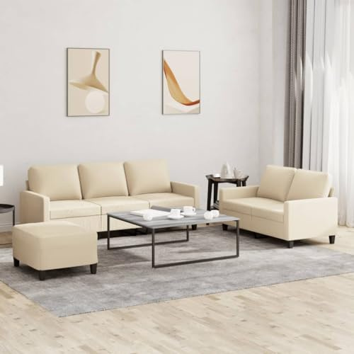 RJPLMFV Set di Divani 3 pz con Cuscini Crema in Tessuto Divano per Soggiorno Divano da ufficio Adatto per camere da letto