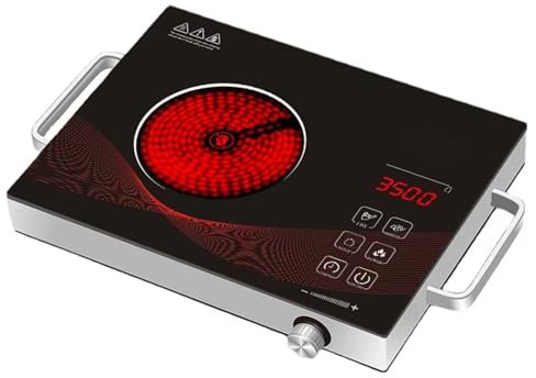 YMTHou Electric Cooktop, Portable Cooktop 3500w Single Burner Electric Stove, 0-3h Timing Electric Hob, Knob Control and Touch Control for All Types of Pots and Pans, Compact Hob Camping Stoves