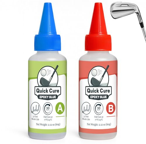 NICE2MEU 60+60ml Golf Club Epoxy, Waterproof and Transparent, 5 Minute Quick Cure Golf Shaft Epoxy for Graphite & Steel Shafts, Driver, Iron, Putter Repair