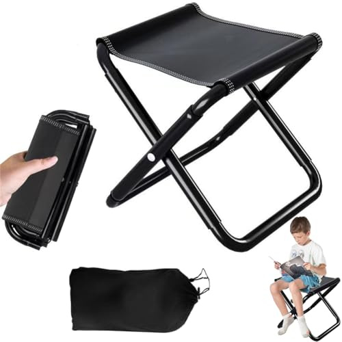 Umllpet Campingpall bärbar hopfällbar pall 100 kg (220 pund), mini hopfällbar pall och lätt sits vikbar pall vikbar, trädgårdspall för resor vandring trädgård fiske grillning strand med förvaringspåse