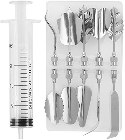 Rengue Set di Siringhe per Decorazione Torte Ugelli in Acciaio Inossidabile per Uso Alimentare Iniettore in Plastica Ugelli da 5,5 Cm Strumento di Riempimento da 12 Cm Nessun Disordine