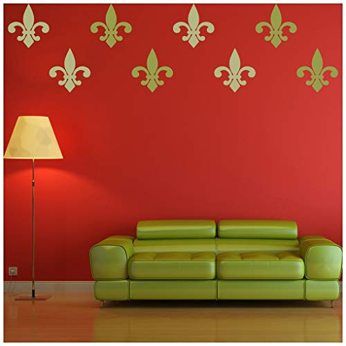 azutura Fleur De Lis Tile Decorative Flower Wall Sticker Pack Ivory Beige