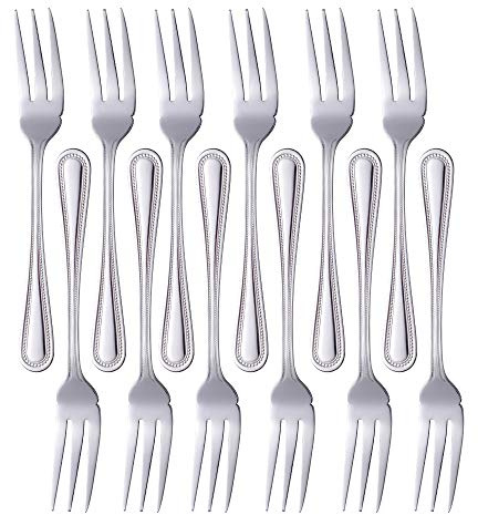 Juego de 12 tenedores para pescado, Nuyer Star cubiertos de acero inoxidable 18/0 para el hogar, la cocina y el restaurante, elegante espejo pulido （plata）