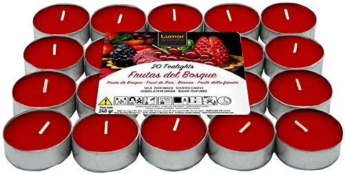 Lumar Aromatic Velas de té aromáticas (Frutos Rojos Pack 20 Velas)