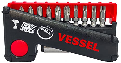 VESSEL Set mit 10 Torsions-Schlagkugelgewindetrieben + Bithalter