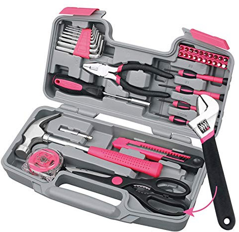 Profesión de 39 piezas Juego de herramientas domésticas generales para la caja de almacenamiento de la caja de herramientas para el hogar con herramientas de mano esencial Kit de herramientas para pri