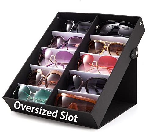 TRIUMPH VISION Oversized Sunglass Organizer Storage Eyeglass Holder Case Multiple Glasses Box Eyewear Tray Big Shades Display Stand Rack