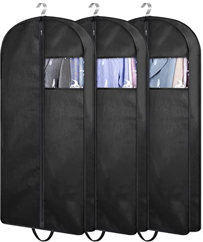 KIMBORA 43 Suit Bags for Closet Storage and Travel, Gusseted Hanging Garment Bags for Men Suit Cover With Handles for Clothes, Coats, Jackets, Shirts（3 Packs）