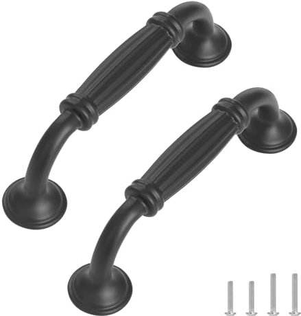 TsunNee 12 Stück Vintage-Schrankgriffe, Schranktürgriffe, europäische Bogengriffe, antike Schubladengriffe, Möbeltürgriffe für Küche Schlafzimmer (12, Schwarz, 96 mm)