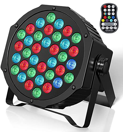 U`King RGB 36 Par LED Uppladdningsbar,Strålkastare LED-scenbelysning med fjärrkontroll och Timing Funktion, 7 lägen Scenbelysning och DMX kontroll för DJ Disco Party