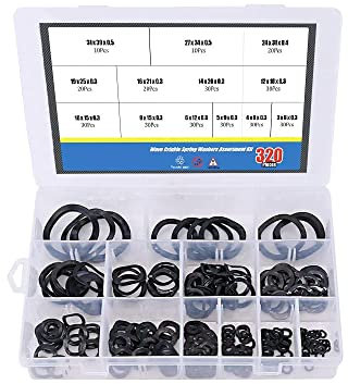 Assortiment de Rondelles en Acier au Carbone - 320 Rondelles à Ressort Ondulées, Type Compression, Kit d'Assortiment