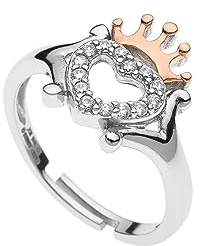 Disney Anello Principessa, Argento Sterling con Corona di Zirconi per Bambini e Ragazze, Gioielli