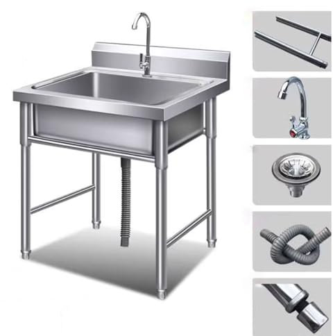 MEULE Independiente de Acero Inoxidable de un Solo tazón, Juego de Fregadero de Cocina de Restaurante Comercial, Fregadero de Servicio Independiente de un Solo tazón de Cocina para Cuarto.