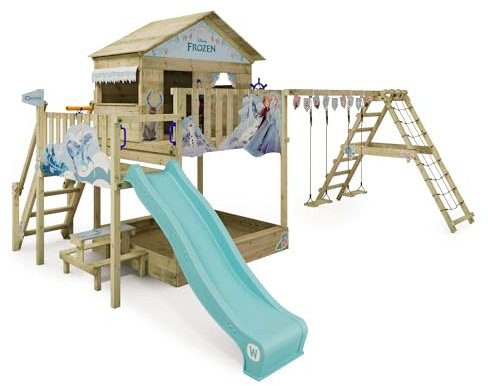 Disney's Frozen Saga Gioco da giardino di Wickey - Telaio per arrampicata, torre per arrampicata, giochi da giardino per bambini - parco giochi da giardino in legno per esterni con sabbiera