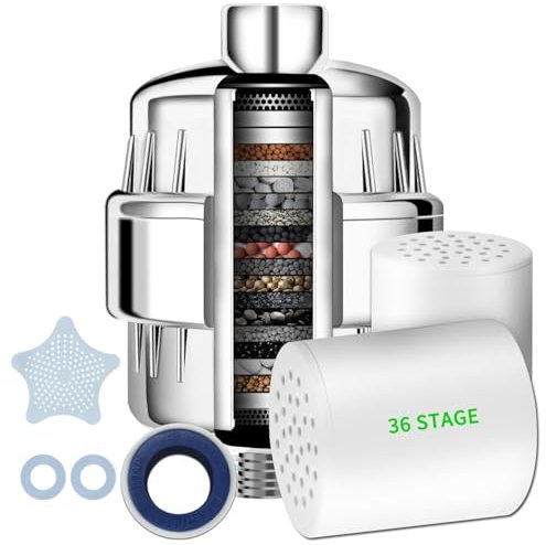 36 Stage Vitamin C Shower Filter for Hard Water - Shower Head Filter with Replaceable Cartridge to Remove Chlorine and Heavy Metals