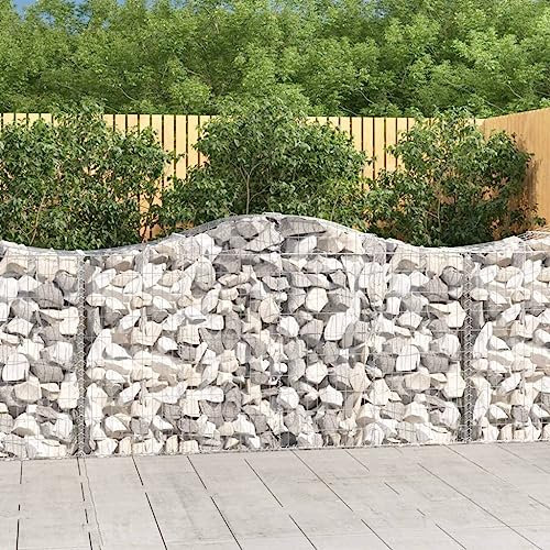 Gabion pour Pierre, Panier à Pierre Panier de Gabion Cage à Pierre Panier de gabions arqué 200x50x100/120 cm Fer galvanisé