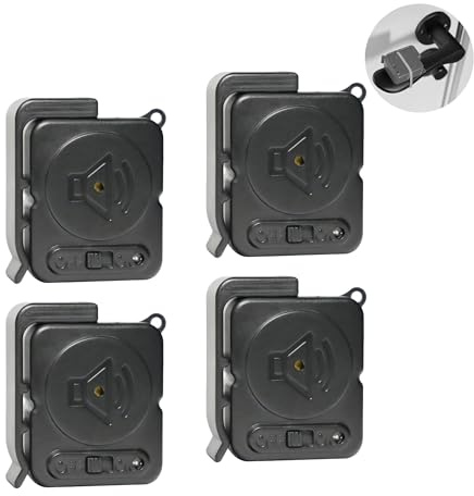 Mengshen Dörrhandtagslarm 4-pack, 120 dB stark vibration öppen dörr- och fönsterdetektionssensor sjöjungfru varning för hemsäkerhet barn liten storlek (svart)