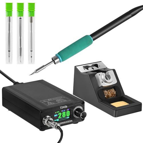 Soiiw Stazione di saldatura T245b FAI DA TE Saldatura Elettronica Punte Maniglia Lega di Alluminio Caso & Maniglia Staffa 100-240V 180W Spina Degli Stati Uniti C245 Punte di Ferro I K è