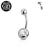 AceFun 14G Piercing ombelico Titanio 10mm Solid piercing Titanio ombelico argento Belly Piercing gioielli con Piercing corto al ventre con zirconia cubica per le donne