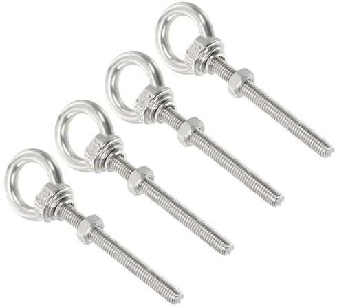 QUARKZMAN M3 1/8x1.97 Bulloni Ad Occhiello in Acciaio Inossidabile Vite Filettata Anello Ad Occhiello con Spalla con Dadi Rondelle per Sollevamento e Sospensione, 4 Set