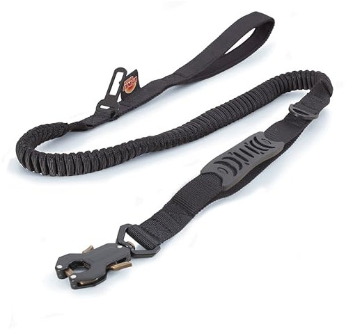 VANU CAMPERS® 2-in-1 Hundeleine mit Autosicherheitsgurt, Bungee Leine kurz 1,4M mit gepolsterten Hauptgriff und Verkehrsgriff, Hund im Auto anschnallen, STVO-konform, robust & hochwertig in schwarz