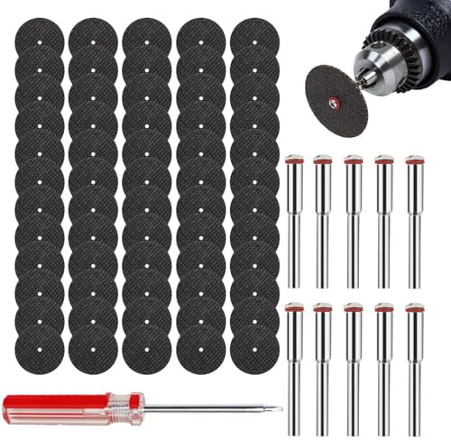 Lot de 60 mini disques à tronçonner en métal pour Dremel avec 8 mandrin de 3 mm, accessoires rotatifs, pour outil rotatif Dremel