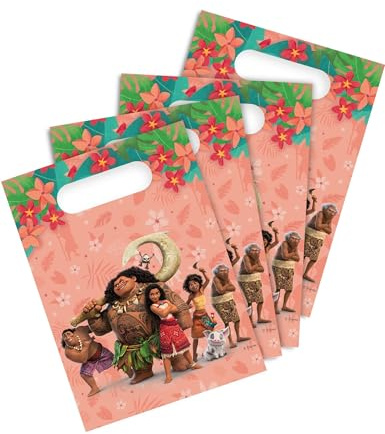 4 Sacs cadeaux Vaiana 2 - Rose