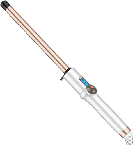 19mm Hair Curling Wand with Extra Long Barrel,Ceramic Curling Iron Professional,Dual Voltage Hair Curler with Adjustable Temperature