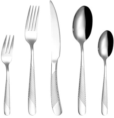 Bestickset I Rostfritt Stål 18/8, 90-delars Hamrade Silverbestick, Diskmaskinssäkra Bestick, Bankettbestick För 18 Personer, Exklusivt Presentbestickset (60pcs)