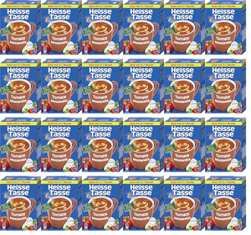 Heisse Tasse Erasco 24er Set Tomate Mozzarella Vorteilspack (96 Suppen) – Fertiggerichte, Instant Nudeln & 5 Minuten Terrine – Suppenvielfalt – schnelle Mahlzeit für Zuhause & Büro