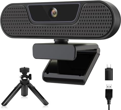 saylas 4K webbkamera med 4 brusreduceringsmikrofon, W8GS webbkamera, integritetsskydd, 85° FOV, Plug & Play webbströmningskamera för dator, USB-webbkamera för PC, bärbar dator, stationär dator, Mac