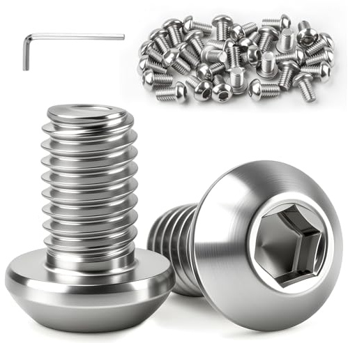 qjuwhua M5 x 8 mm linshuvudskruvar insexkant 304 rostfritt stål platt huvudskruvar linshuvudskruvar M5 rostfritt stål runda huvudskruvar rostfria skruvar helgängade för möbelmontering (70 stycken)