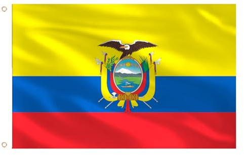AhfuLife Bandera de Ecuador de 150 x 90 cm para Decoración de Fiestas, 1 Bandera Ecuador de Doble Cara con Ojales de Latón para la Copa del Mundo de Fútbol, Día Nacional, Jardín, Calle, Fiesta