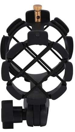 Cabilock Soporte para Micrófono Clip de Suspensión Antivibración Negro Plástico Resistente Ajustable para Micrófonos de Condensador Adecuado para Transmisión y Grabación Estudio